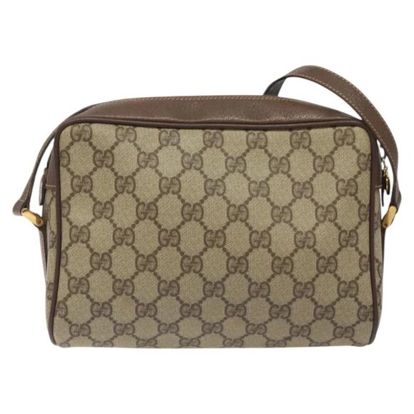 GUCCI GG Supreme Web Sherry Line Shoulder Bag PVC Beige Gold - Picture 3 of 16